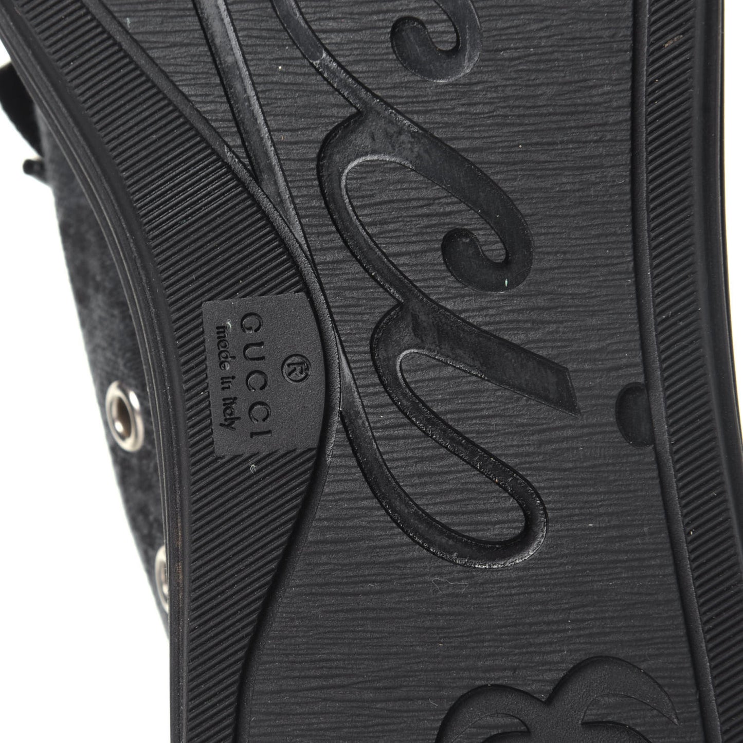 GG Monogram Calfskin Womens Low Top Sneakers 36.5 Piombo Black