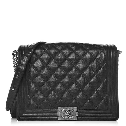 Chanel Iridescent Calfskin Quilted New Medium Gentle Boy Flap Black 1 of 7