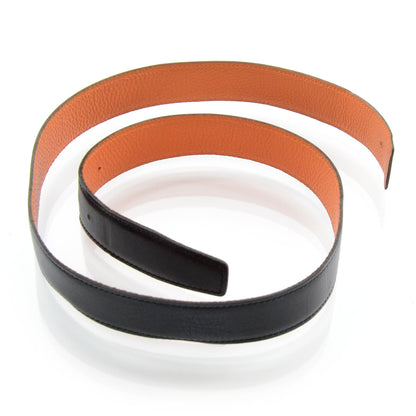 Hermes Box Togo Reversible Belt Strap Noir Orange 85 2 of 5