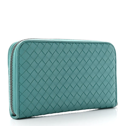 Bottega Veneta Nappa Intrecciato Zip Around Wallet Aqua 3 of 10