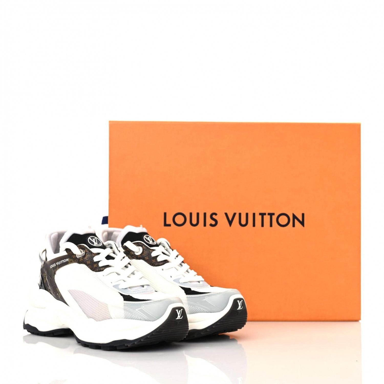 Louis Vuitton LOUIS VUITTON Monogram Calfskin Run 55 Sneakers 37.5 White 18 of 18