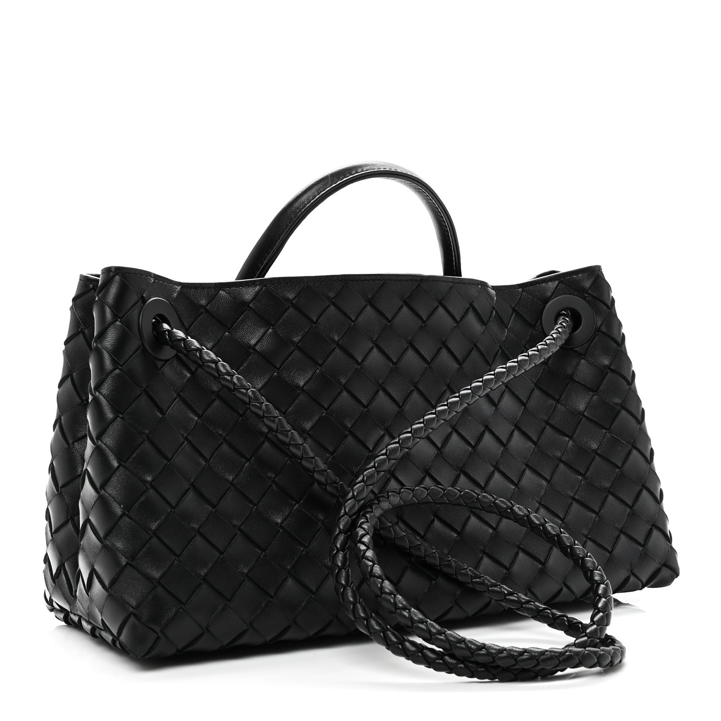 Nappa Intrecciato Small East West Andiamo Shoulder Bag Black