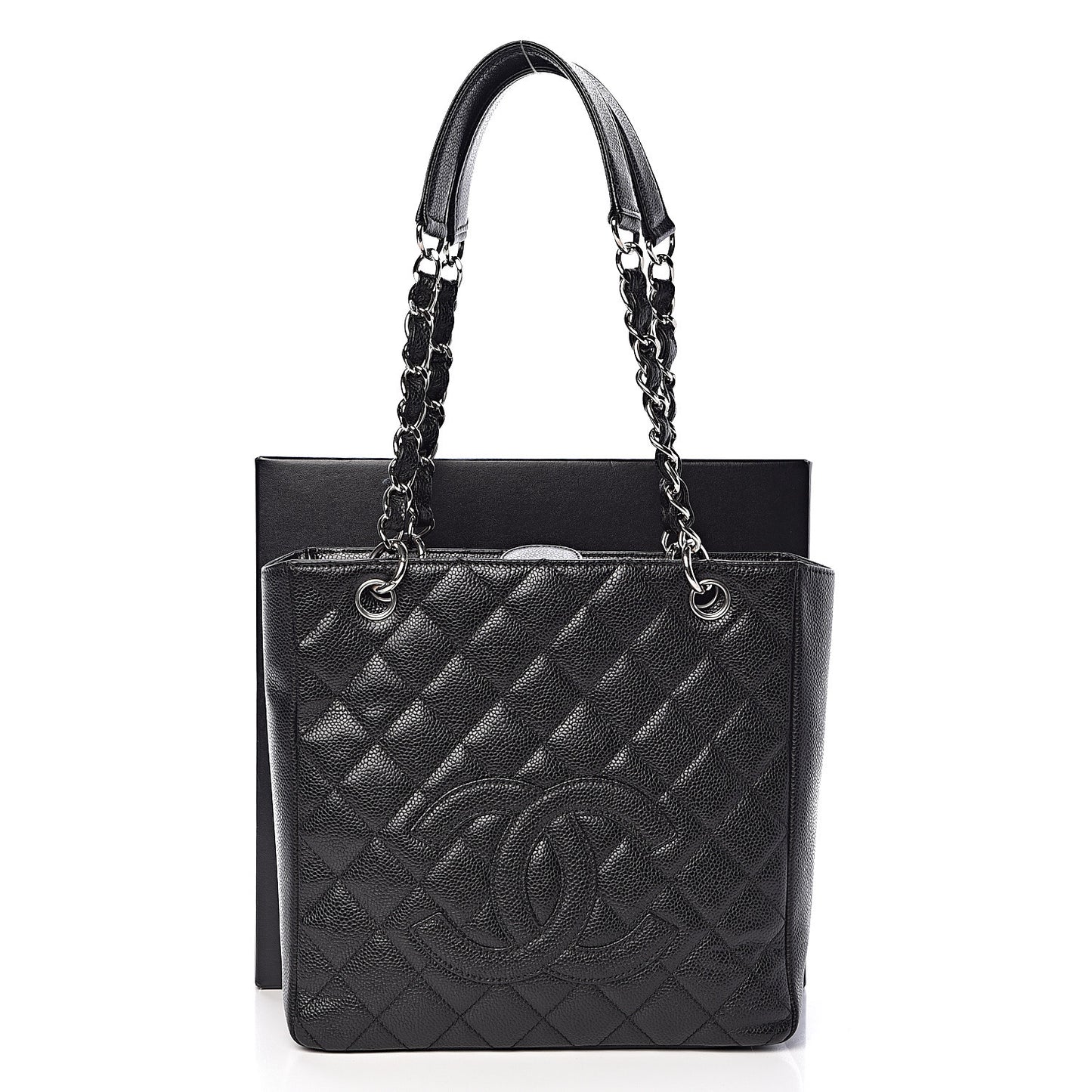 Caviar Quilted Petit Shopping Tote PST Black