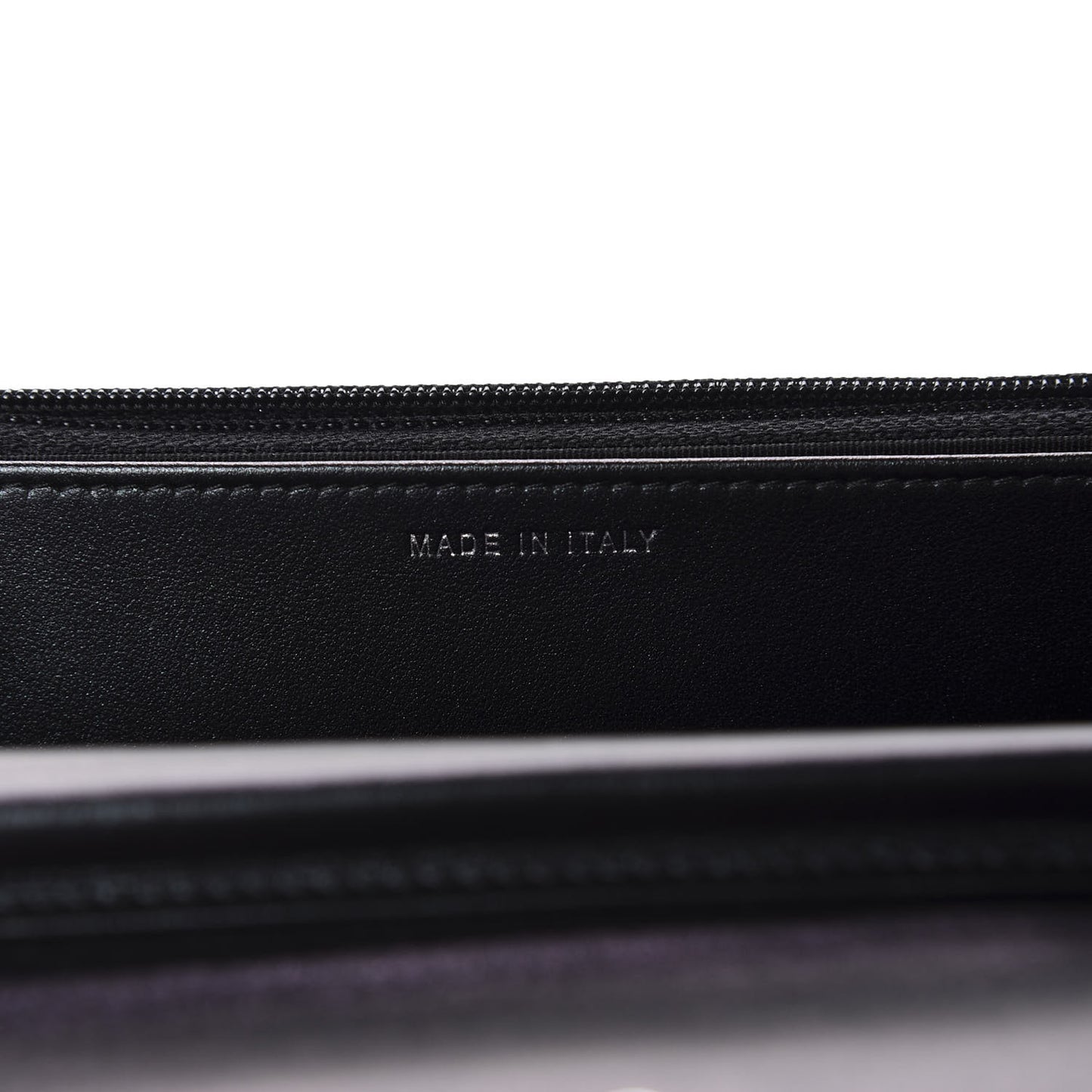 Patent Metallic Crumpled Calfskin Chevron Quilted Wallet On Chain WOC Black