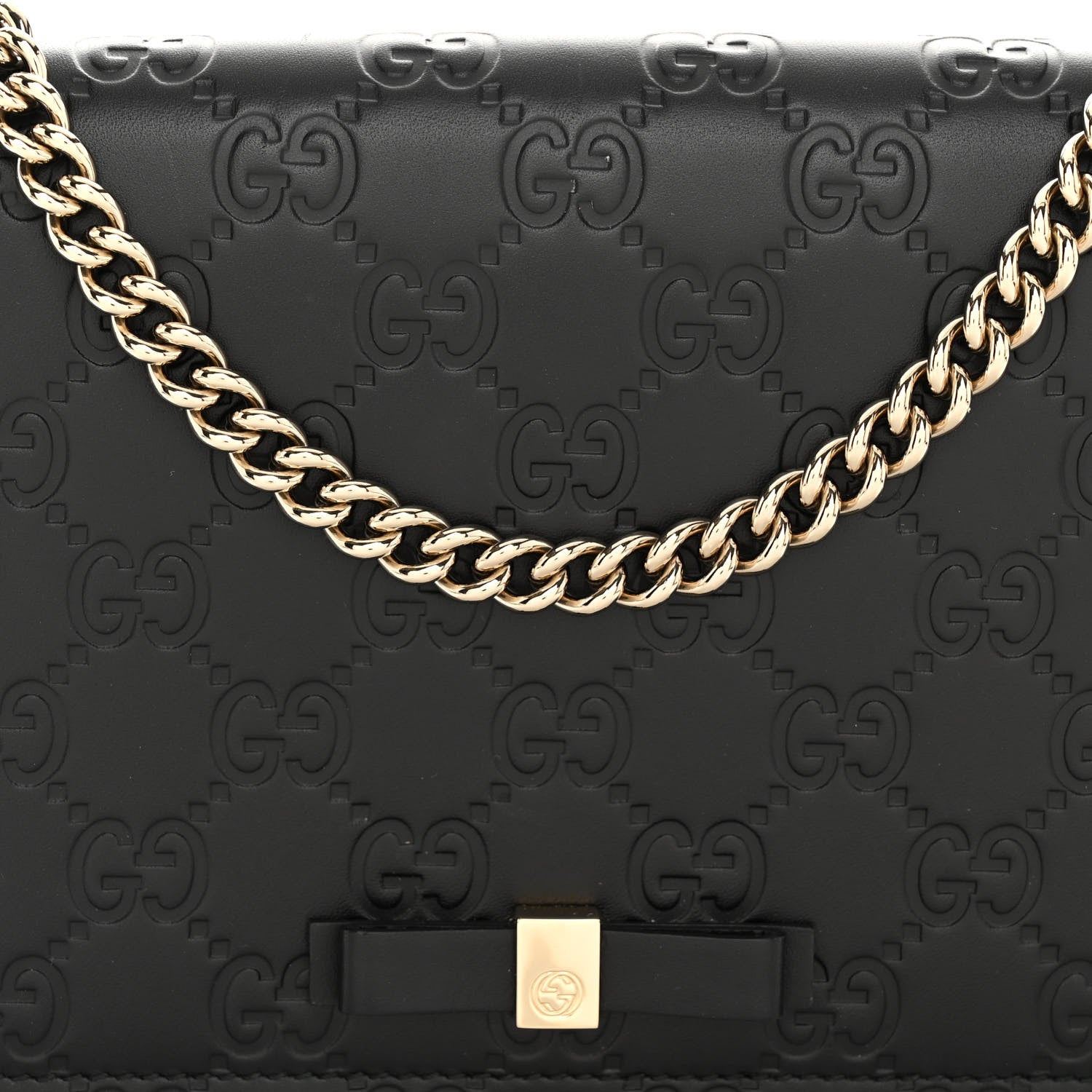Gucci Guccissima Signature Bowy Chain Wallet Black 7 of 9