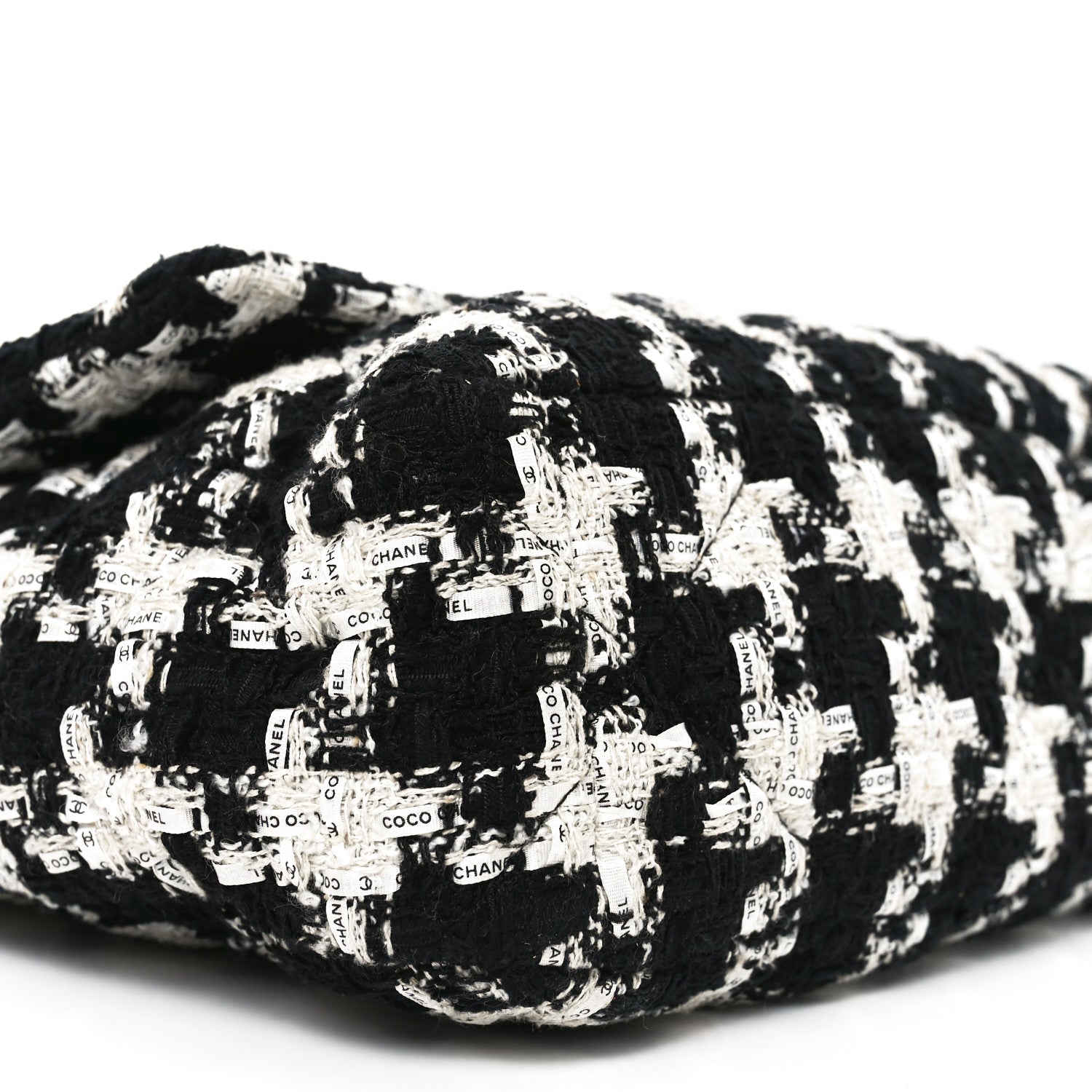 Chanel Tweed Quilted Large Chanel 19 Flap Black Ecru White 9 of 11