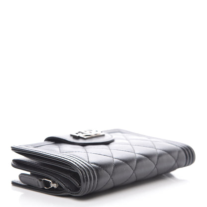 Chanel Lambskin Quilted Boy Large Zip Pocket Wallet Black 4 of 10