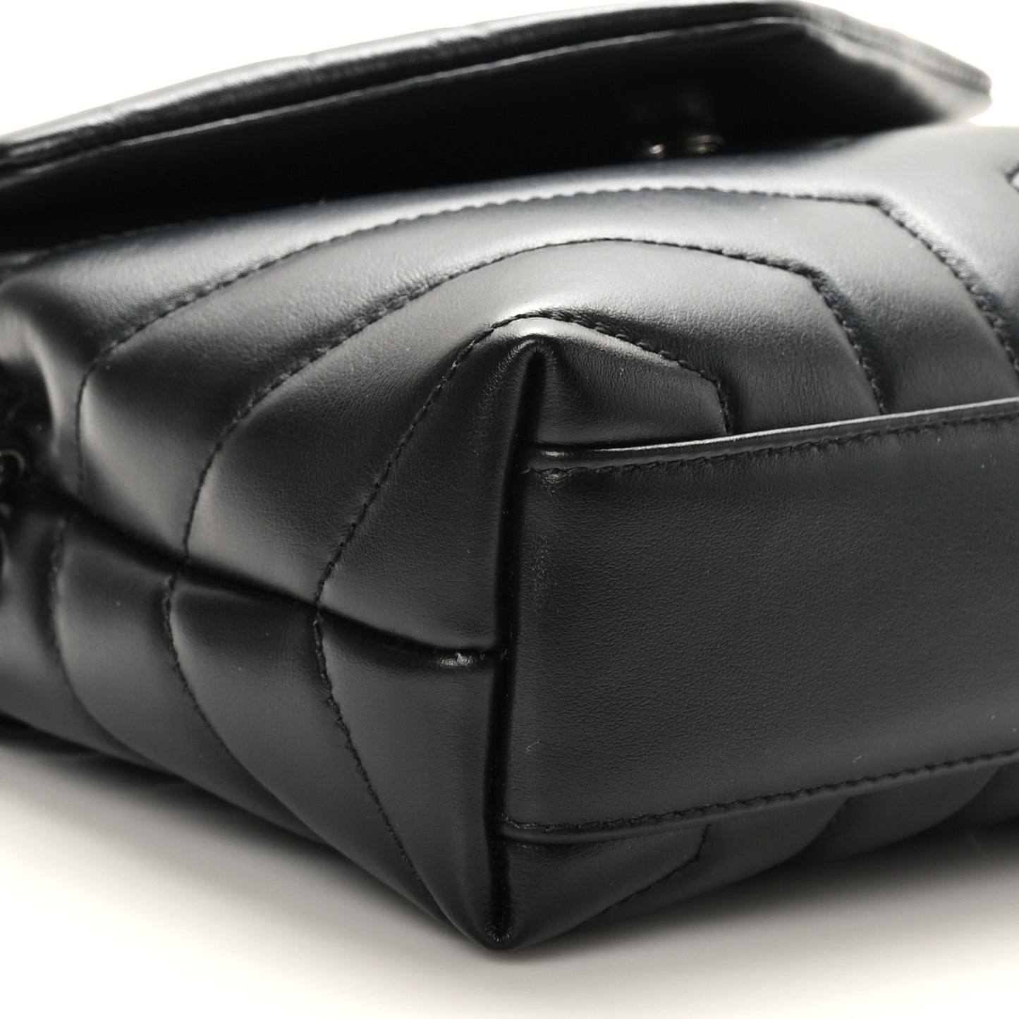 Calfskin Y Quilted Monogram Monochrome Toy Loulou Crossbody Bag Black