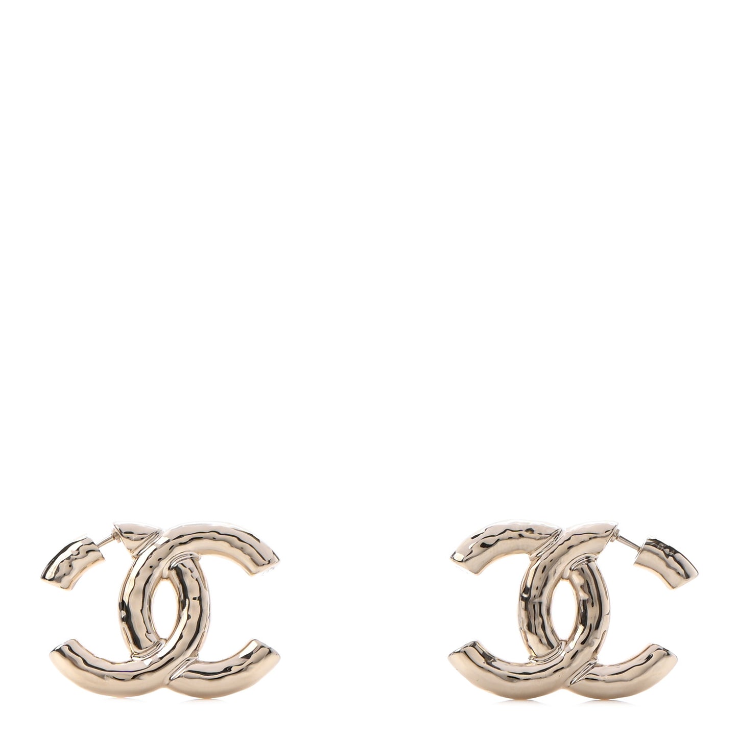 Metal Large CC Earrings Light Gold