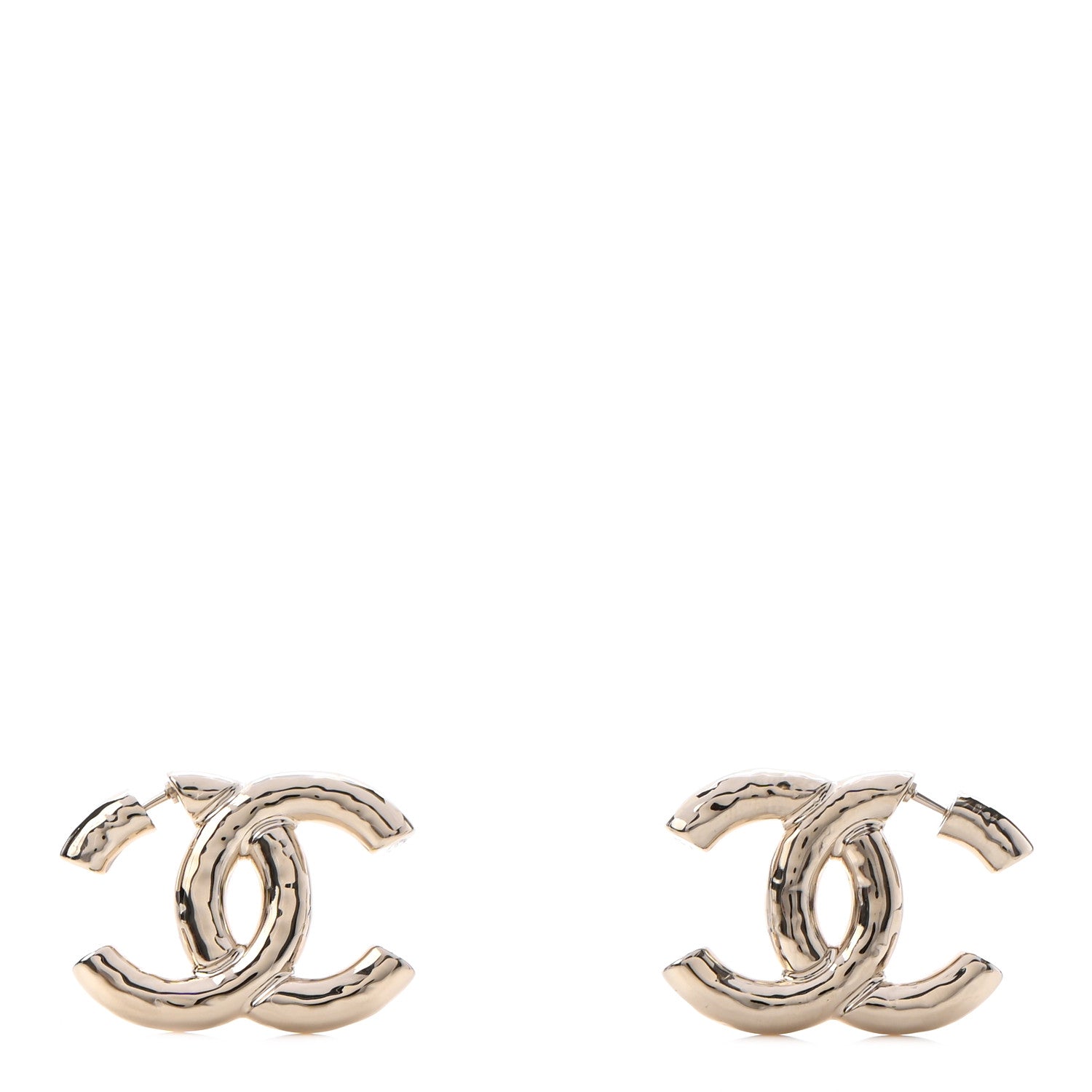 Chanel Metal Large CC Earrings Light Gold 1 of 4