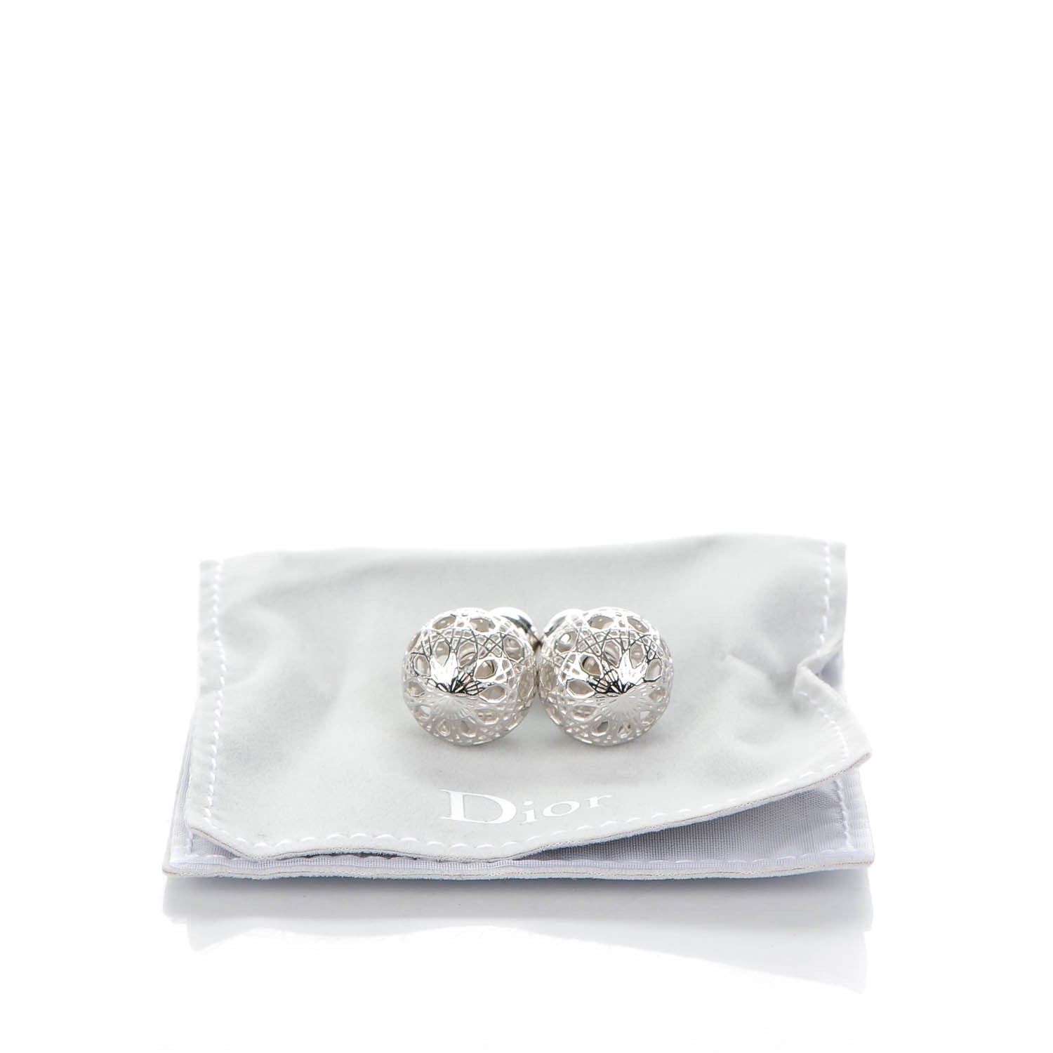 Christian Dior Cannage Mise En Dior Tribal Earrings Silver 4 of 4
