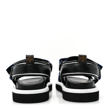 Louis Vuitton Calfskin Monogram Pool Pillow Flat Comfort Sandals 37 Blue 4 of 9