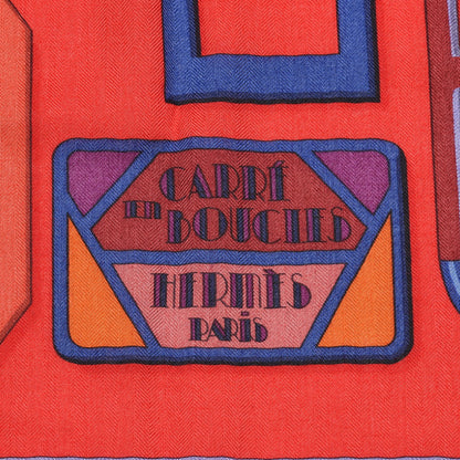 Hermes Cashmere Silk Carre En Boucles Shawl 140 Rouge Marine Violet 3 of 5
