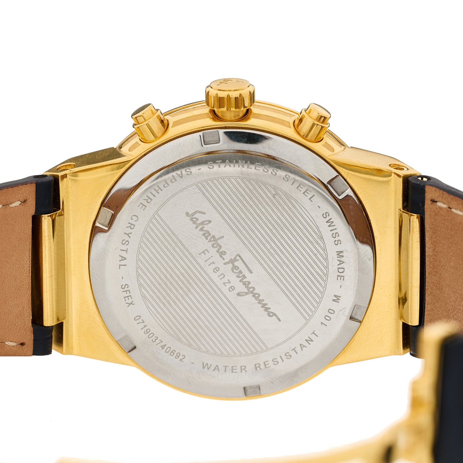 Salvatore Ferragamo Stainless Steel Alligator 44mm Chronograph Quartz Watch Blue F-80 4 of 5