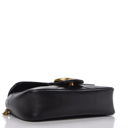 Gucci Calfskin Matelasse Super Mini GG Marmont Shoulder Bag Black 4 of 11