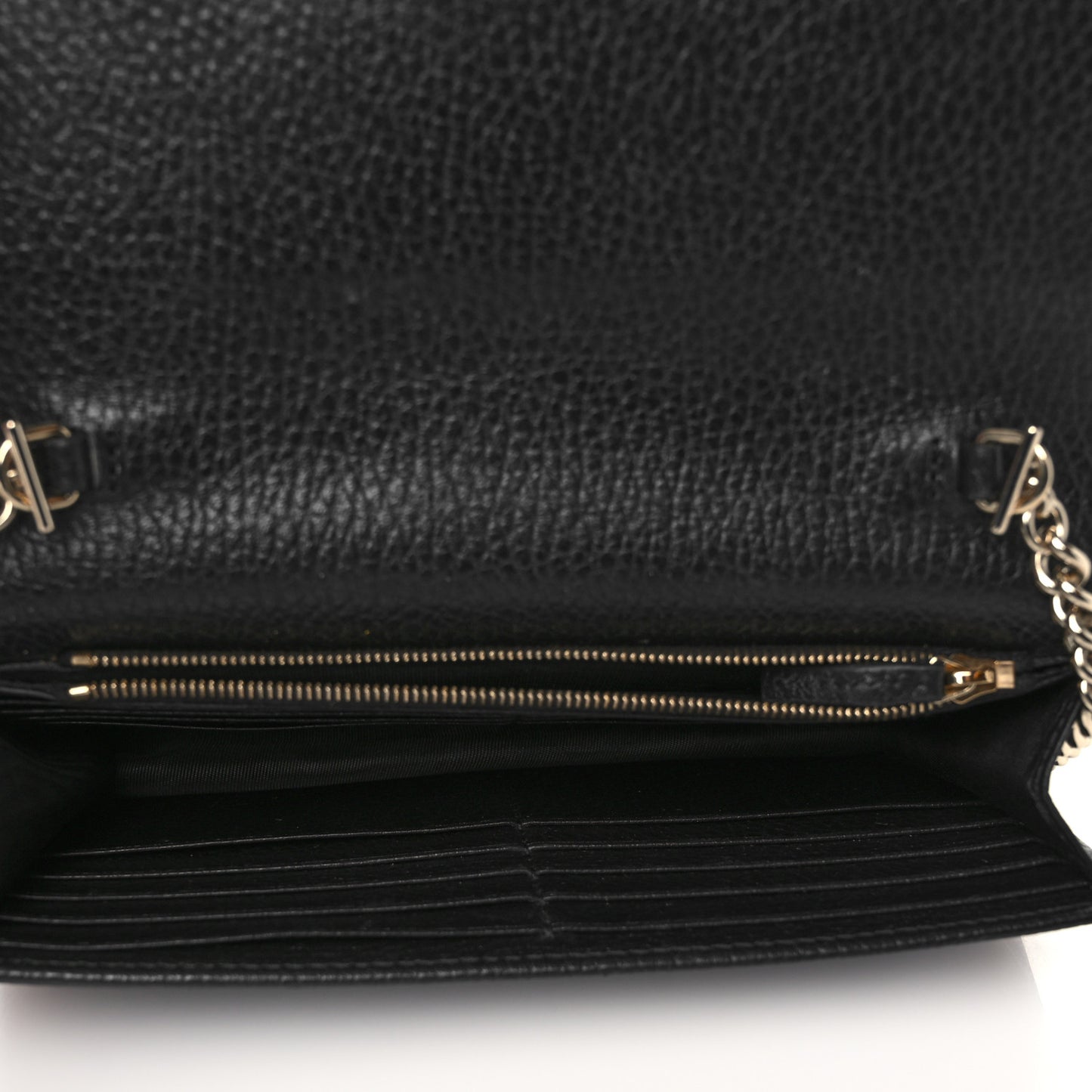 Dollar Calfskin Interlocking G Chain Wallet Black