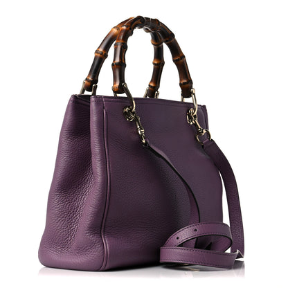 Gucci Calfskin Small Bamboo Shopper Tote Purple 3 of 8
