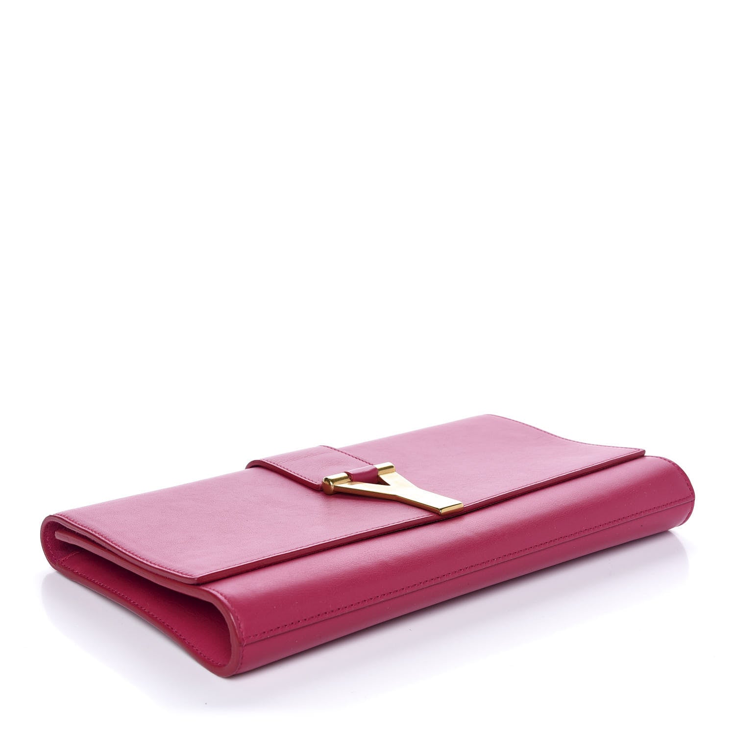 Saint Laurent Calfskin Classic Y Ligne Clutch Fuchsia 4 of 9