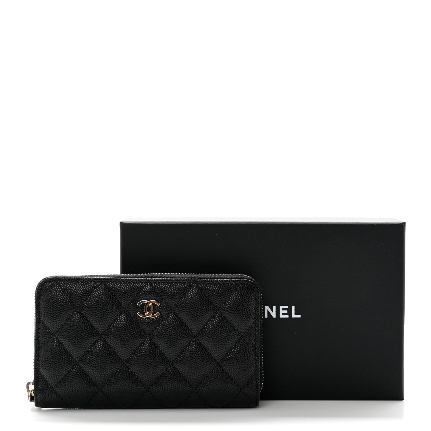Chanel Caviar Quilted Medium Zip Around Wallet Black 9 of 9