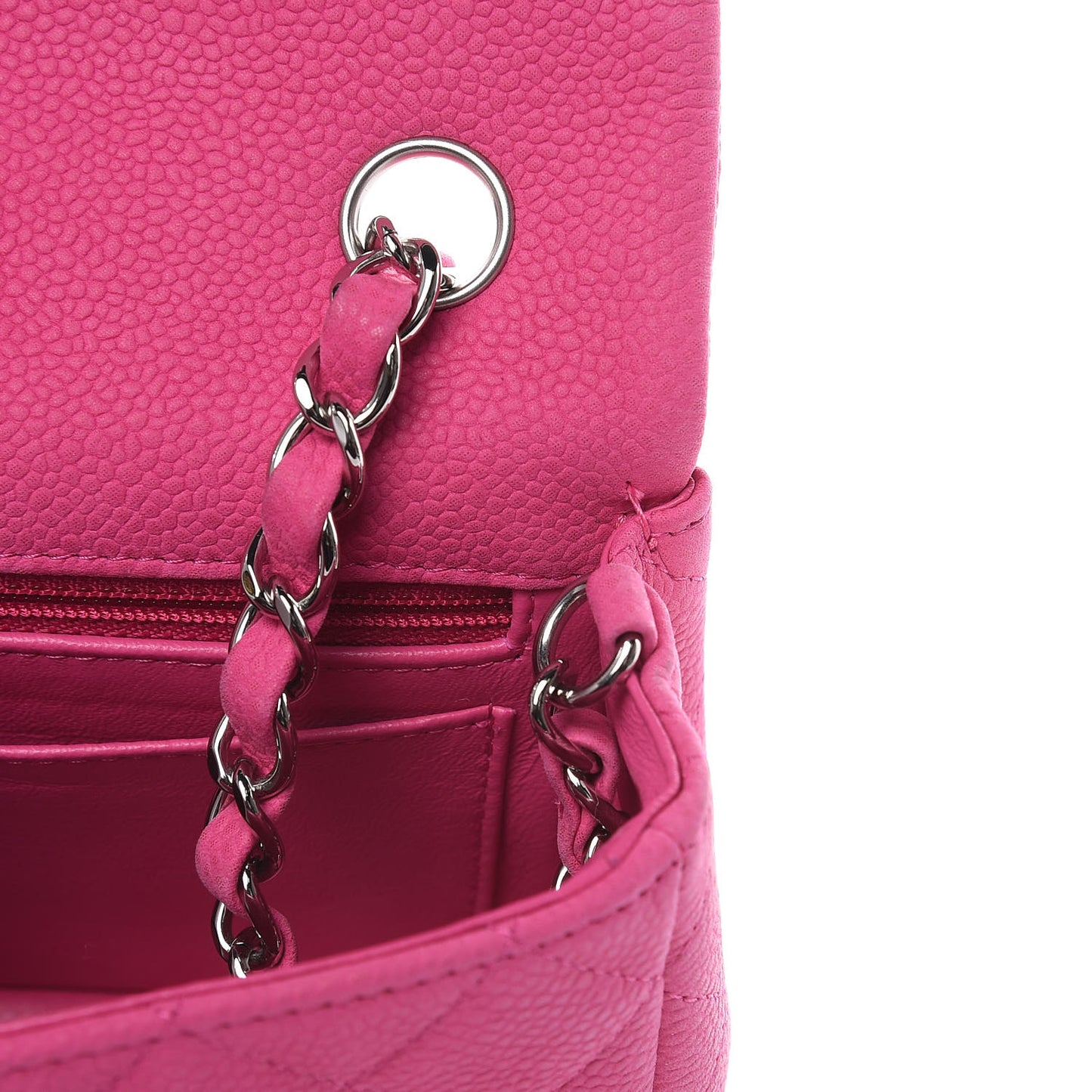 Iridescent Caviar Quilted Mini Rectangular Flap Pink