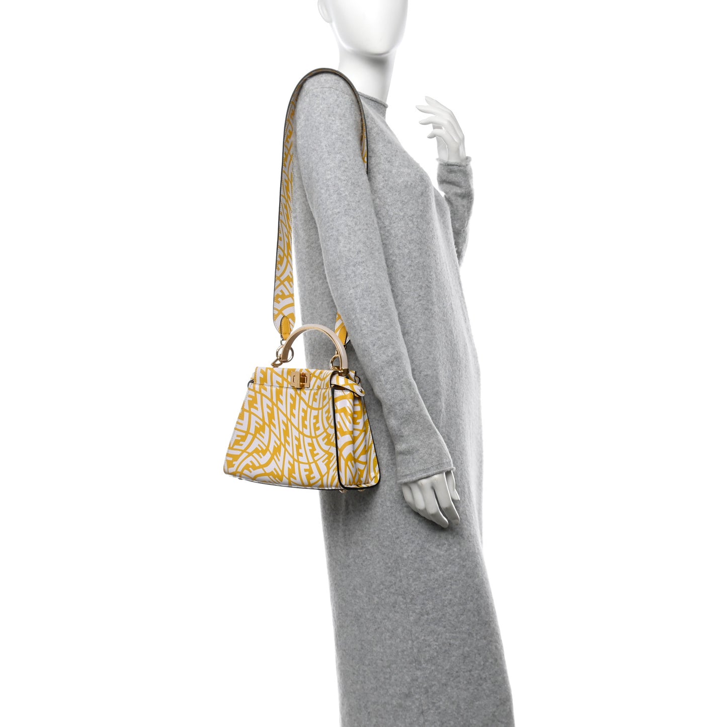 X SARAH COLEMAN Vitello Liberty Shiny Nappa Plexiglass FF Vertigo Mini Peekaboo Iconic Satchel Mimosa White
