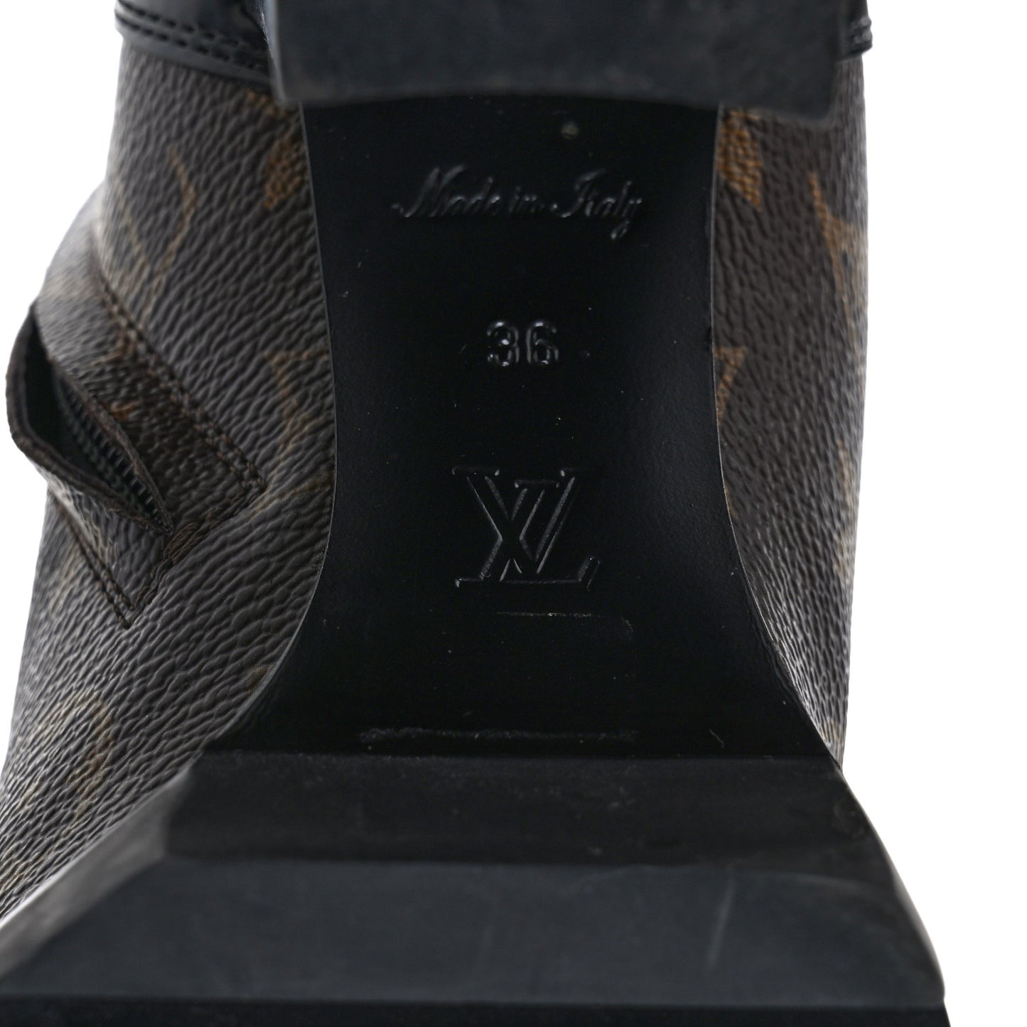Patent Calfskin Monogram Star Trail Ankle Boots 36 Black