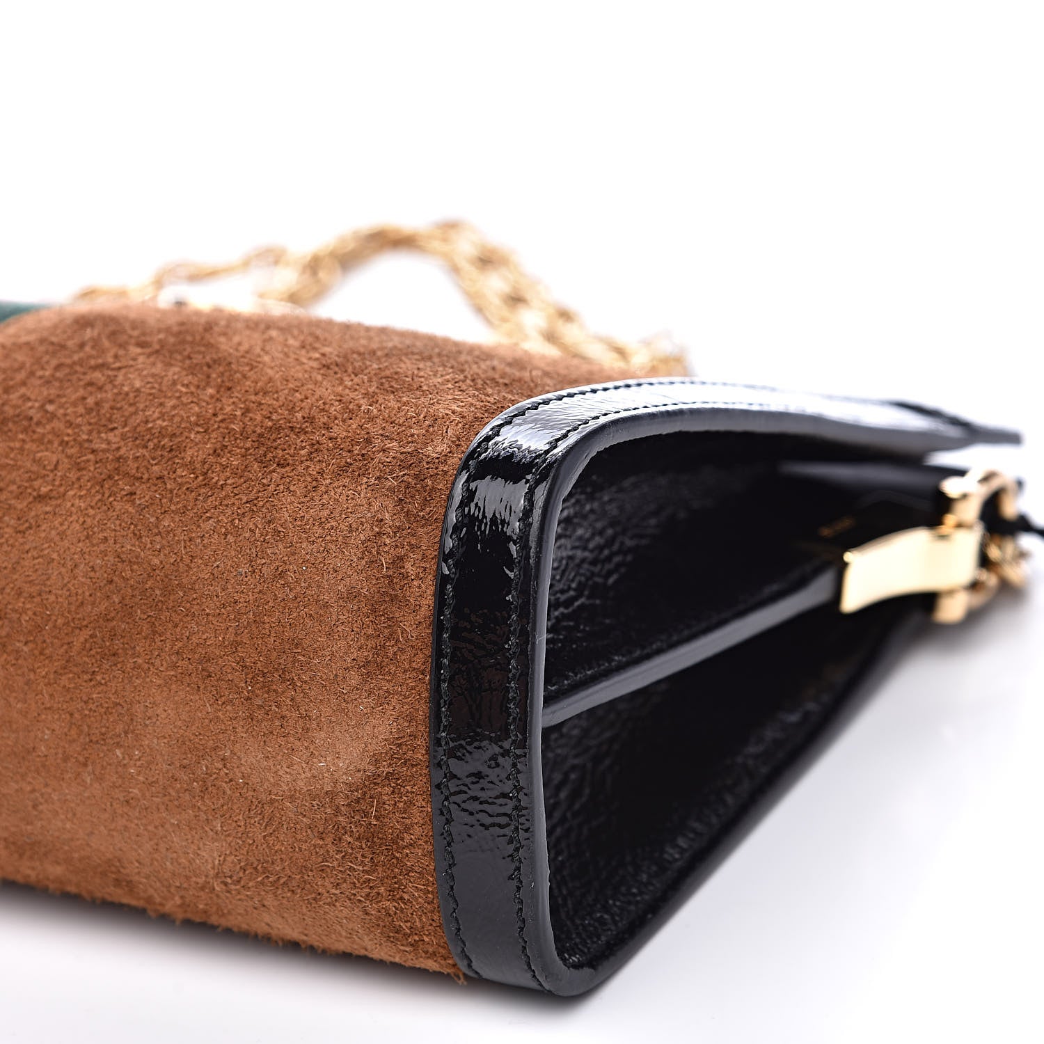 Gucci Suede Patent Web Small Ophidia Chain Shoulder Bag Nocciola Black 10 of 12