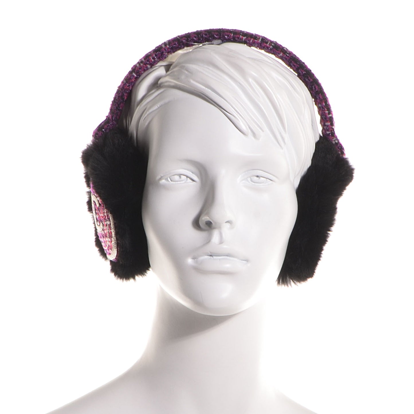 Rabbit Fur Tweed CC Earmuffs Purple