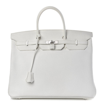Hermes Taurillon Clemence Birkin 40 White 1 of 39