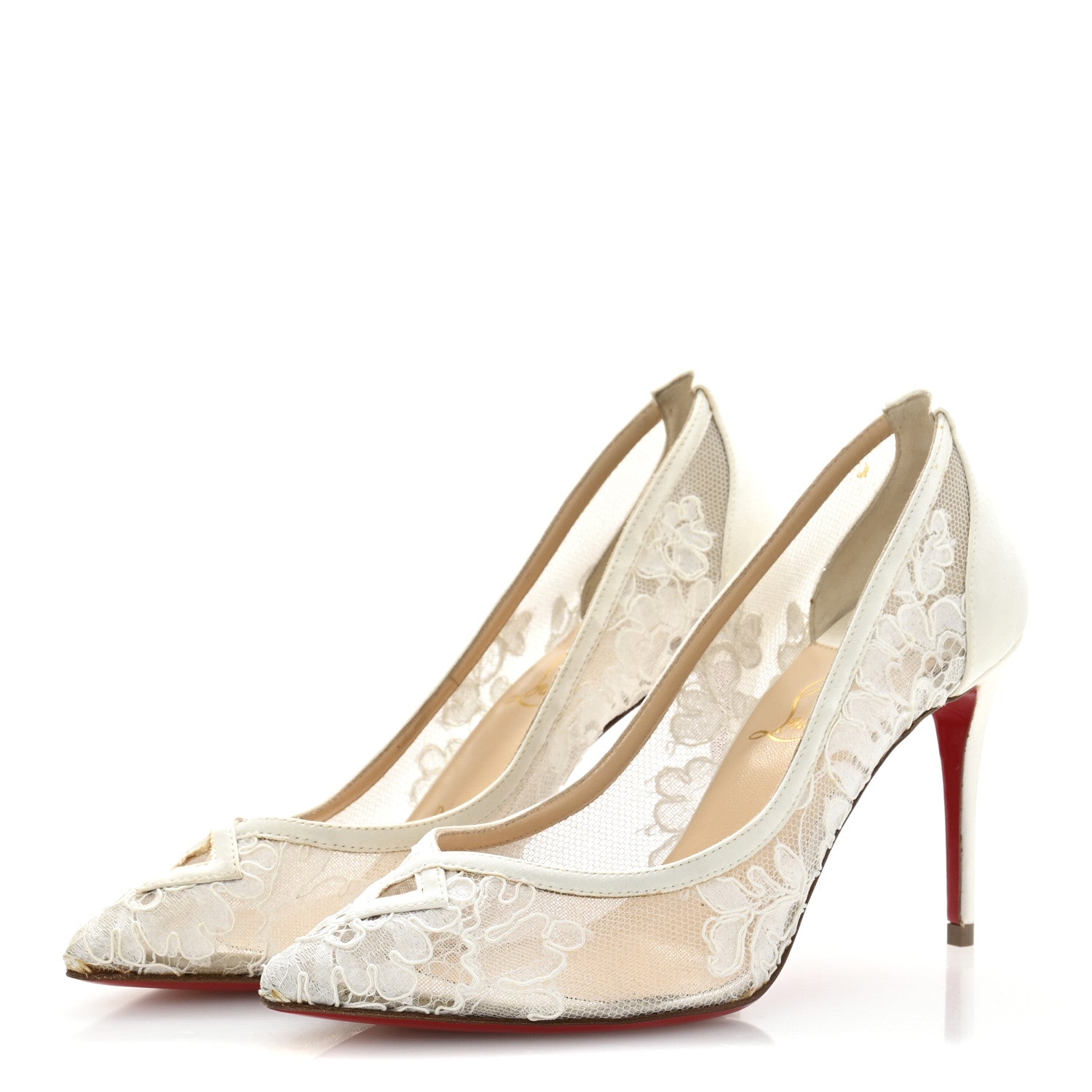 Christian Louboutin Lace Satin Neoalto 85 Pumps 37 Latte 4 of 10