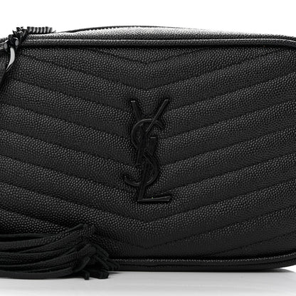 Saint Laurent Grain De Poudre Matelasse Monochrome Monogram Mini Lou Camera Bag Black 8 of 11