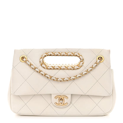 Chanel Lambskin A Real Catch Flap Bag White 1 of 14