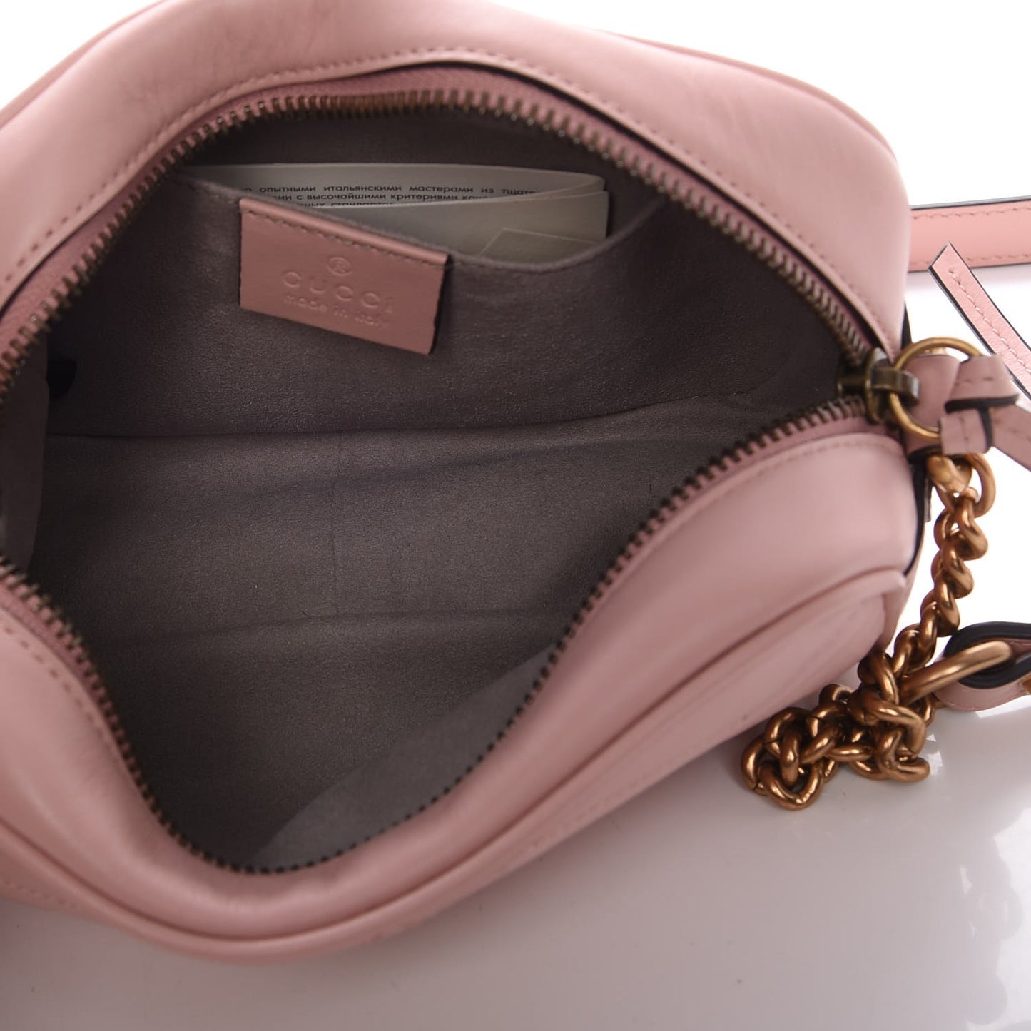 Calfskin Matelasse Mini GG Marmont Chain Shoulder Bag Perfect Pink