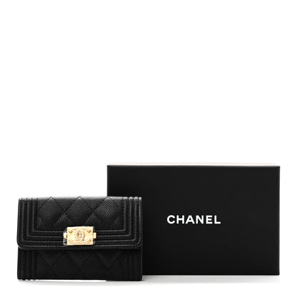 Chanel Caviar Quilted Boy Flap Card Holder Black 10 of 10