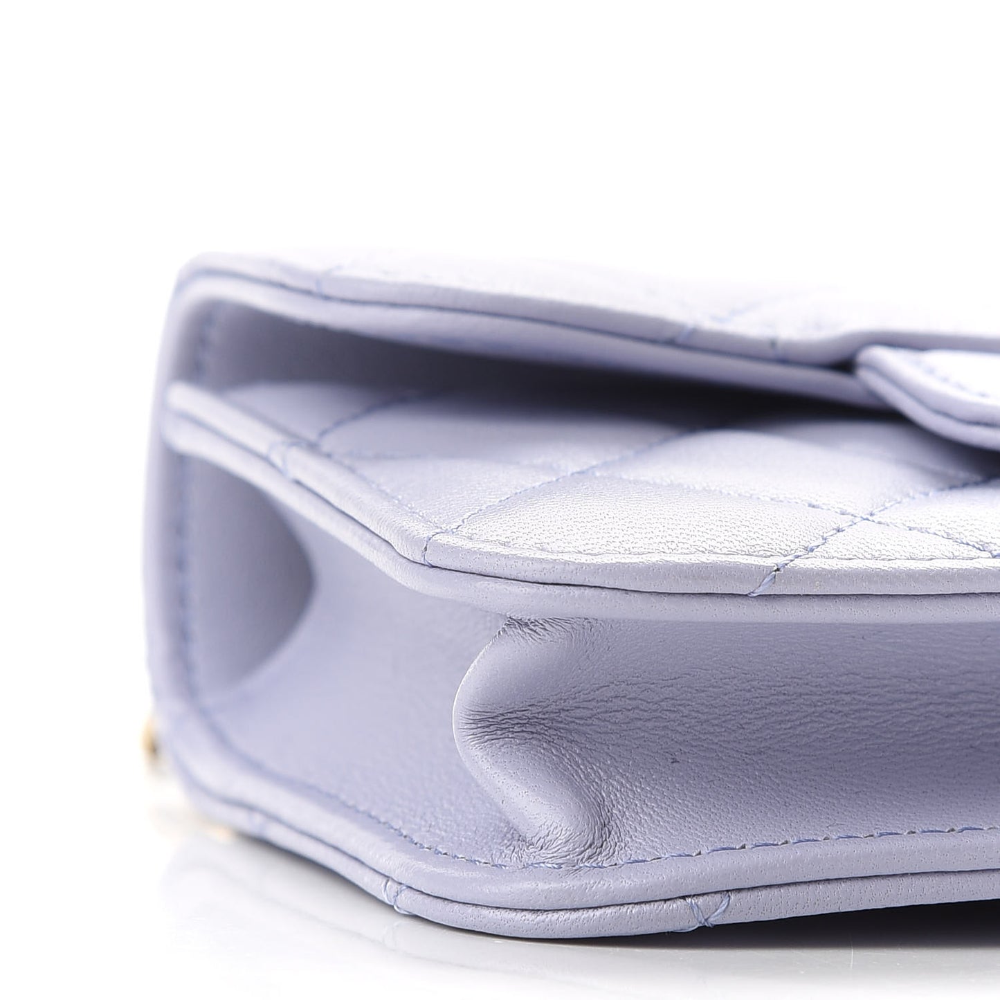 Lambskin Quilted Top Handle Flap Coin Purse With Chain Light Purple