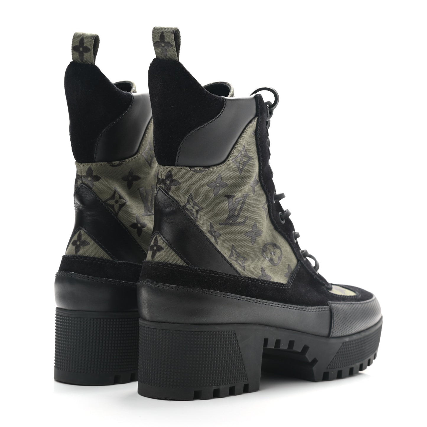 Suede Monogram Laureate Platform Desert Boots 40 Kaki Black