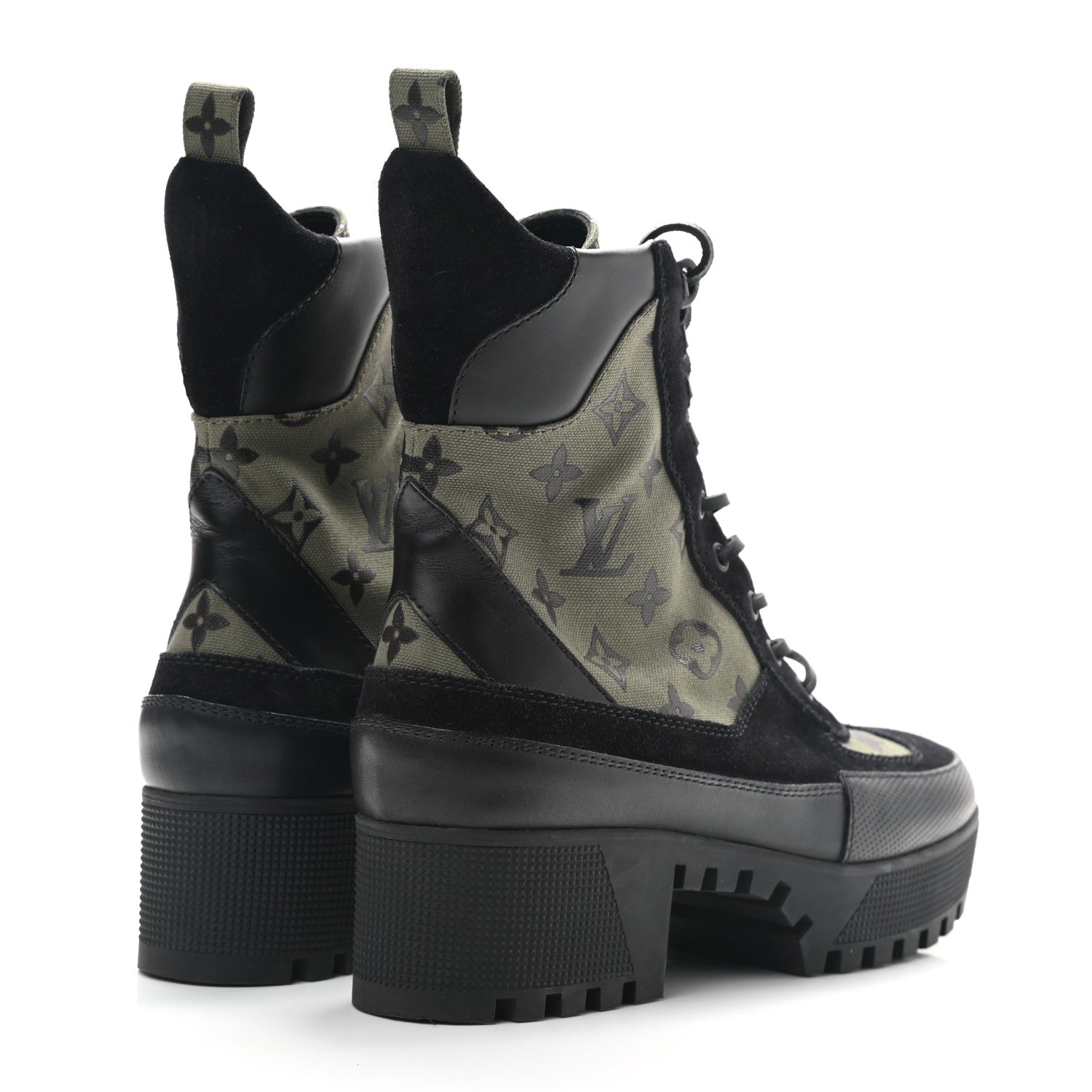 Louis Vuitton Suede Monogram Laureate Platform Desert Boots 40 Kaki Black 4 of 9