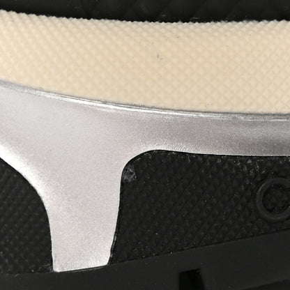Chanel Fabric Laminated Calfskin Stretch CC Womens Sneakers 40 White Silver 10 of 11