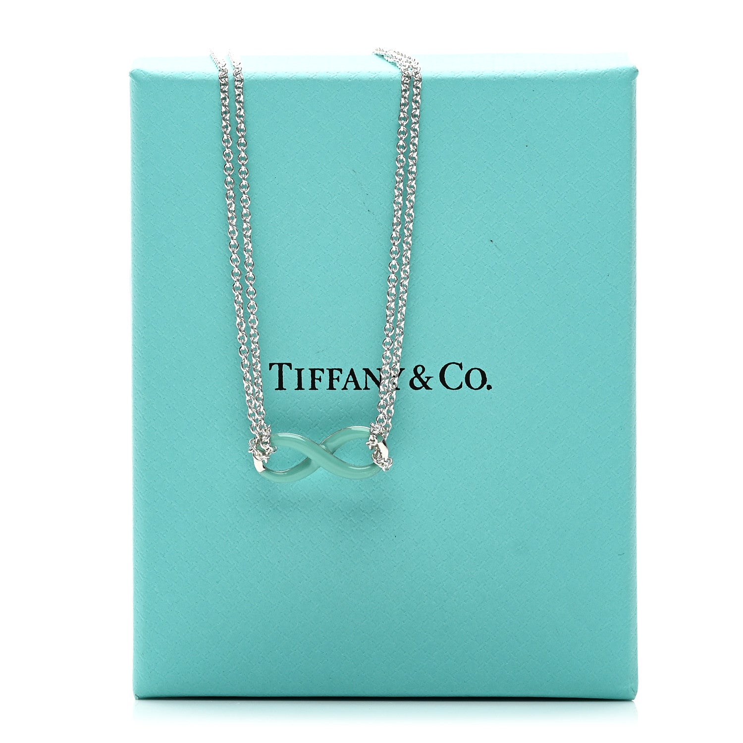 Tiffany Sterling Silver Enamel Infinity Necklace Blue 5 of 5