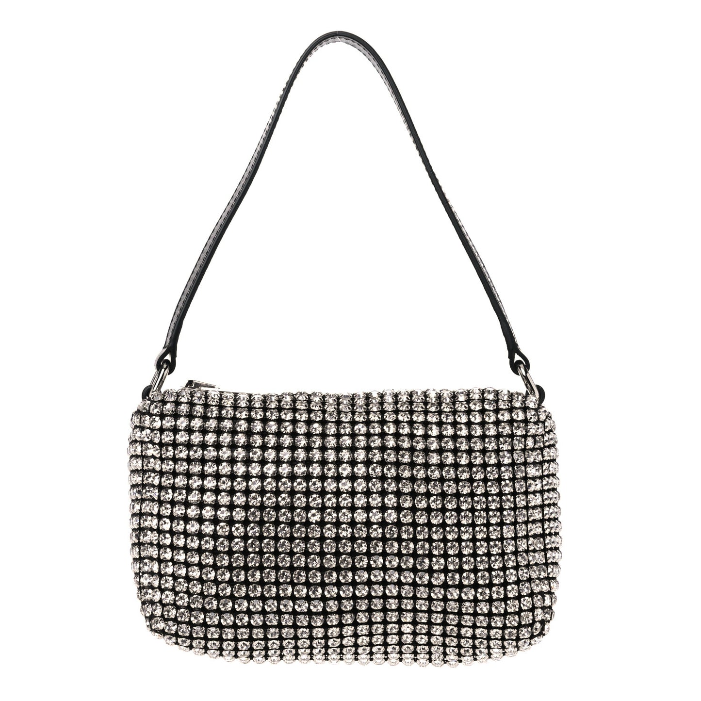 Mesh Crystal Wanglock Fortune Cookie Bag Black