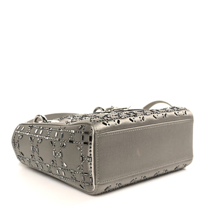 Christian Dior Satin Crystal Cannage Mini Lady Dior Gray 4 of 10