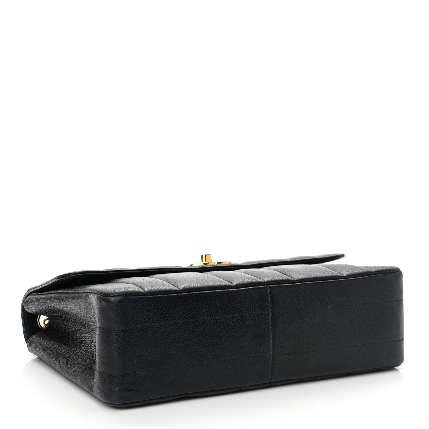 Caviar Vertical Quilted Small Single Flap Dark Blue