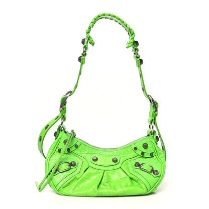 Balenciaga Extra Supple Calfskin Crocodile Embossed XS Le Cagole Shoulder Bag Balenciaga Acid Green 1 of 11