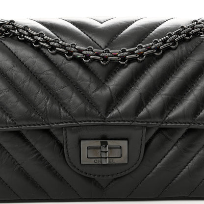 Chanel Aged Calfskin Chevron Quilted 2.55 Reissue Mini Flap So Black 8 of 10