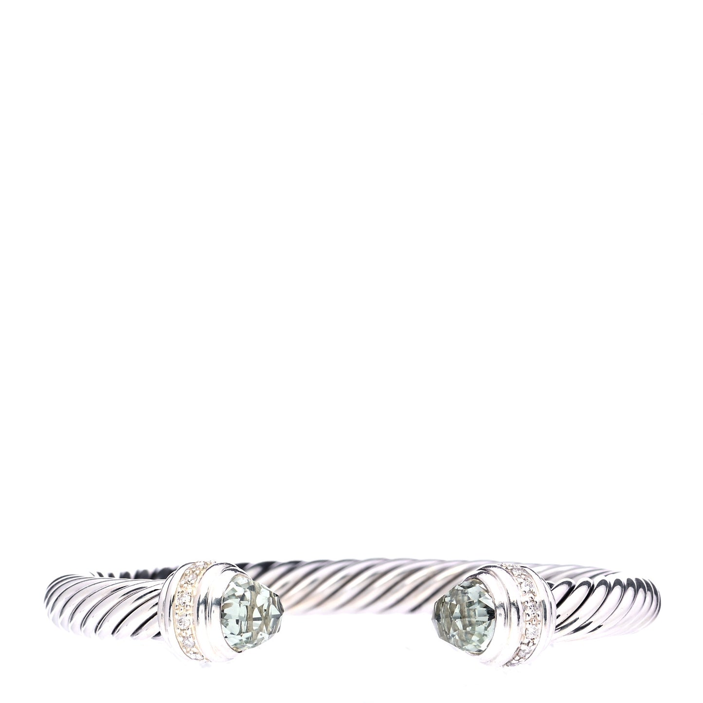 Sterling Silver Diamond Prasiolite 7mm Cable Classics Bracelet