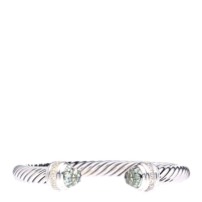 David Yurman Sterling Silver Diamond Prasiolite 7mm Cable Classics Bracelet 1 of 6