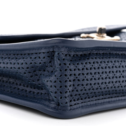 Chanel Metallic Perforated Calfskin Small Up In The Air Flap Navy Blue 9 of 10