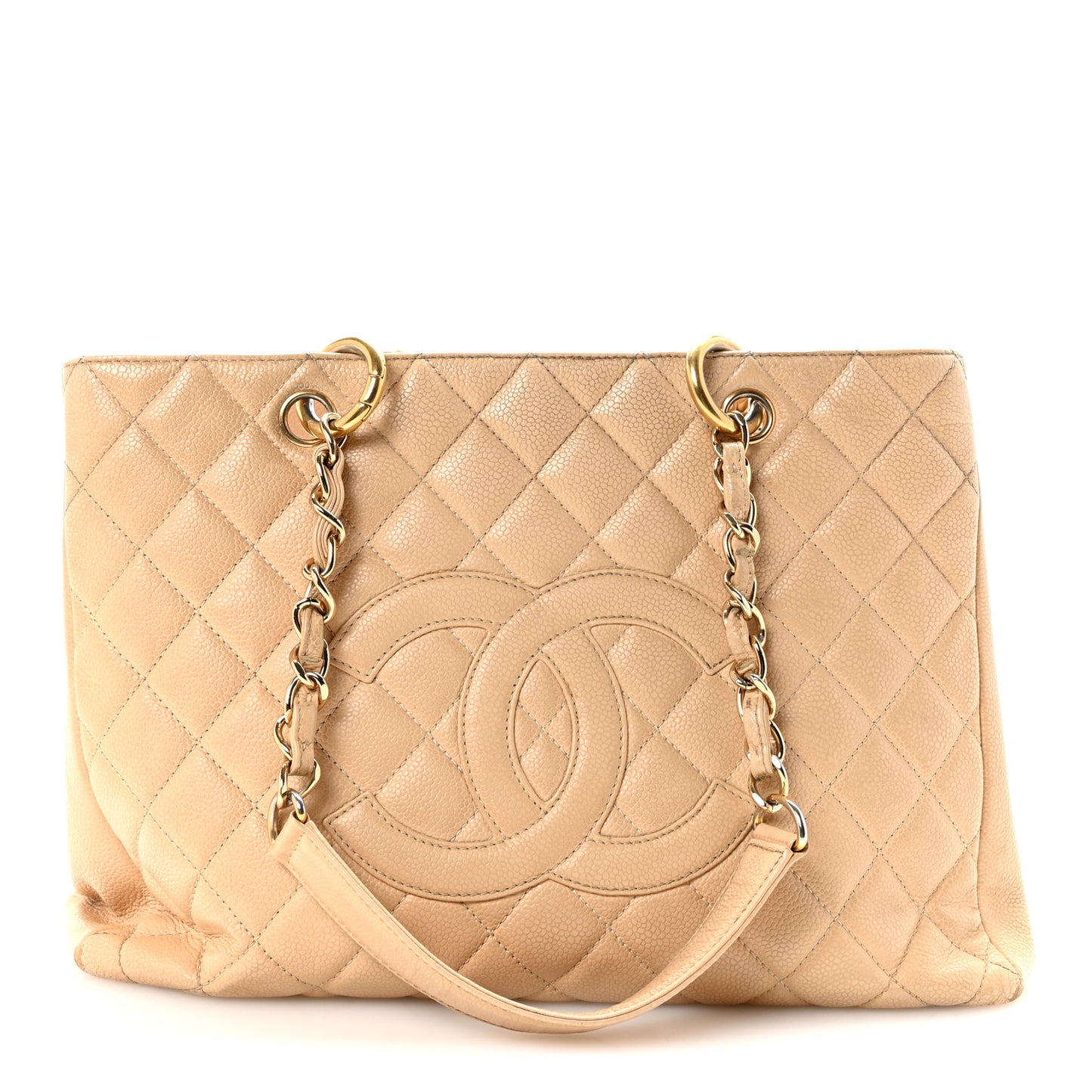 Caviar Quilted Grand Shopping Tote GST Beige Clair