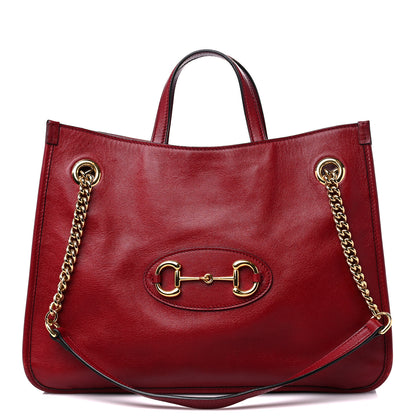 Gucci New Sakai Calfskin Lux Medium Horsebit 1955 Tote Bag New Cherry Red 1 of 17