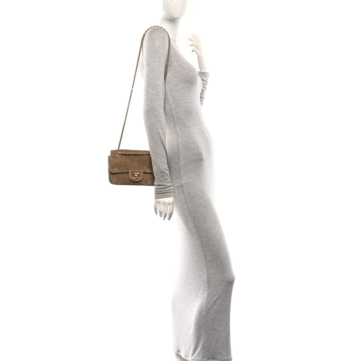 Chanel Suede Calfskin Mini Souplissimo Flap Dark Beige 2 of 9